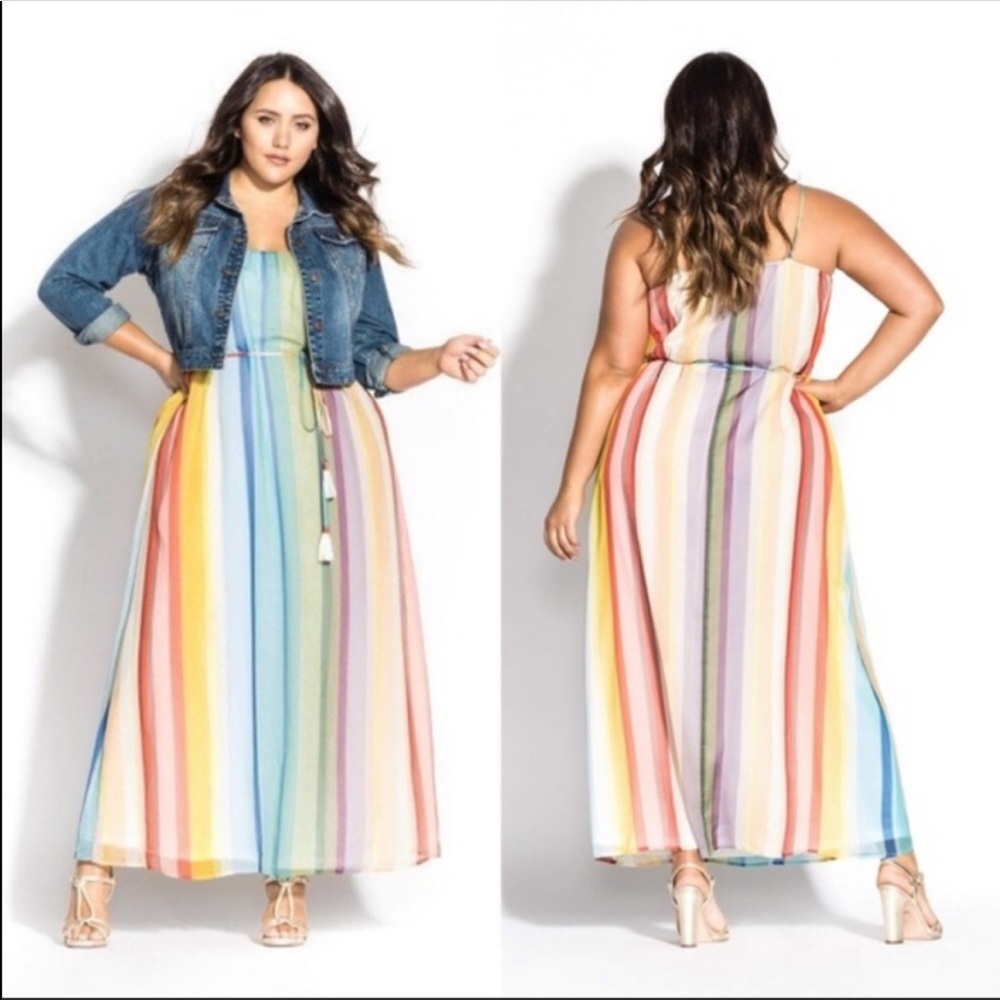 City Chic Gelato Stripe Maxi Dress